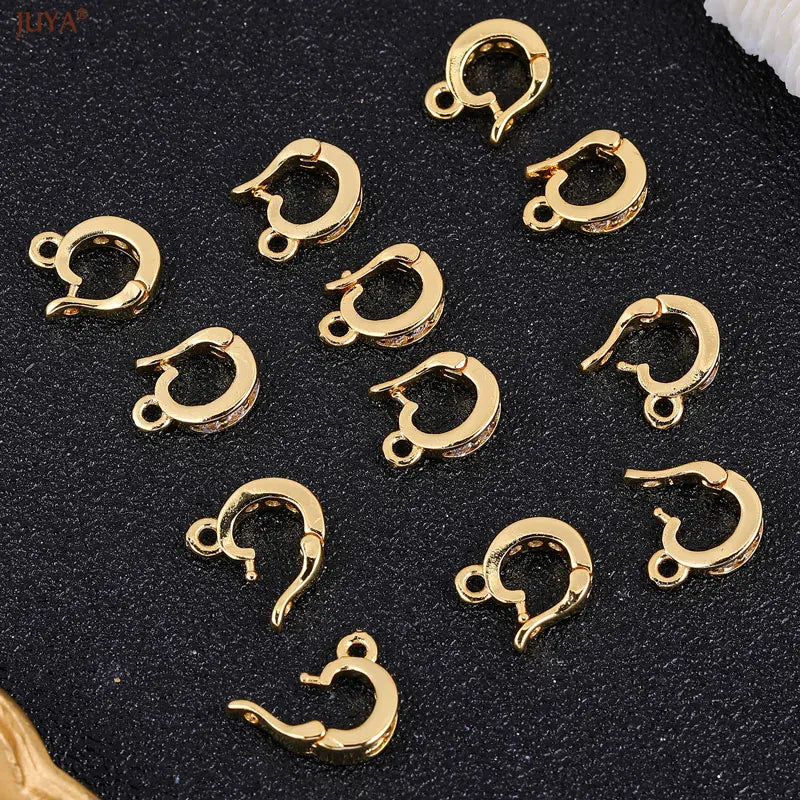 Premium 18K Gold Plated Anti-Allergy Jewelry Clasps - Luxury Zirconia Connectors for DIY Jewelry Making
