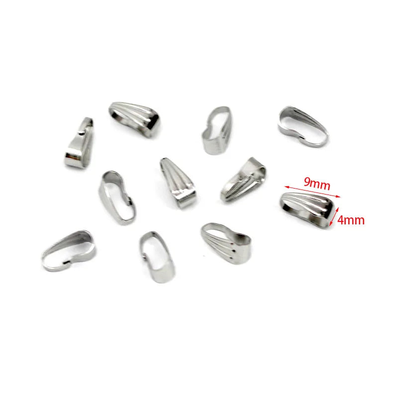 50pcs Premium Stainless Steel Pendant Bail Clasps - Professional Jewelry Making Connectors