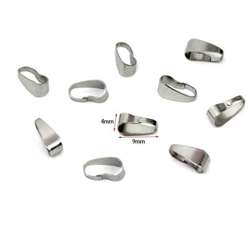 50pcs Premium Stainless Steel Pendant Bail Clasps - Professional Jewelry Making Connectors