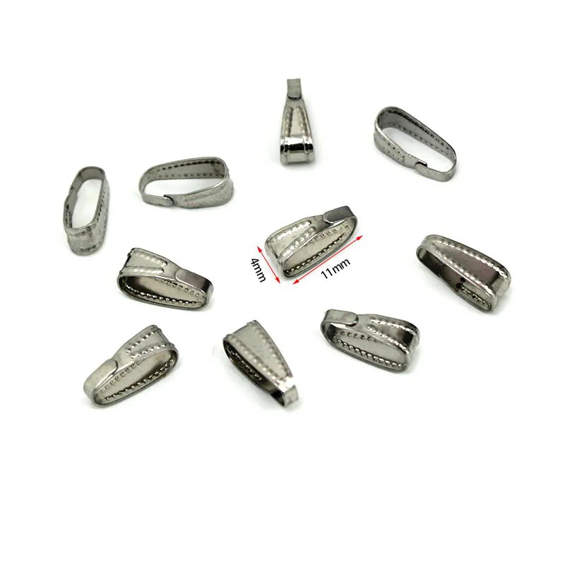 50pcs Premium Stainless Steel Pendant Bail Clasps - Professional Jewelry Making Connectors