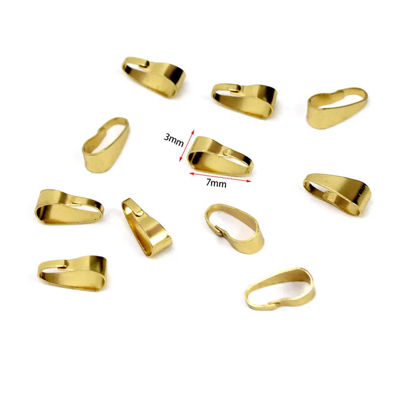 50pcs Premium Stainless Steel Pendant Bail Clasps - Professional Jewelry Making Connectors