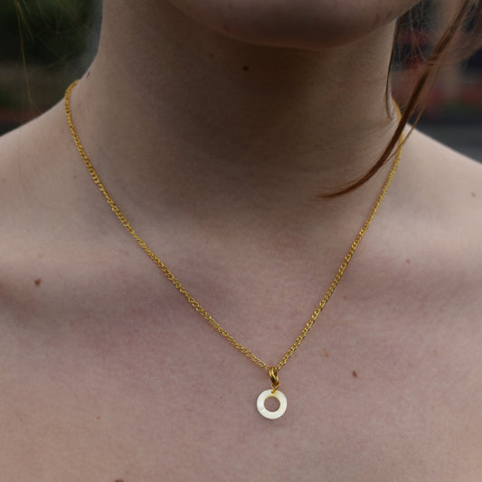Mother of pearl circle pendant necklace | by Ifemi Jewels-0