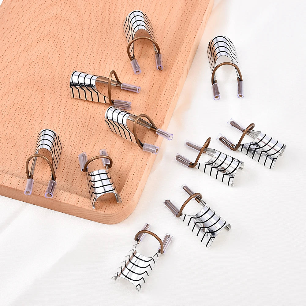 10pcs Professional Aluminum Nail Extension Forms - Reusable Nail Art Builder Guide Stencils