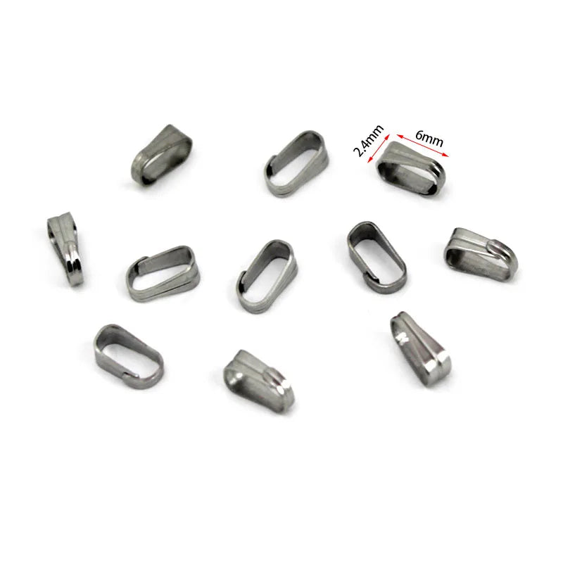 50pcs Premium Stainless Steel Pendant Bail Clasps - Professional Jewelry Making Connectors