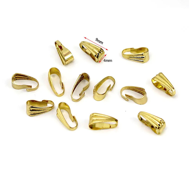 50pcs Premium Stainless Steel Pendant Bail Clasps - Professional Jewelry Making Connectors