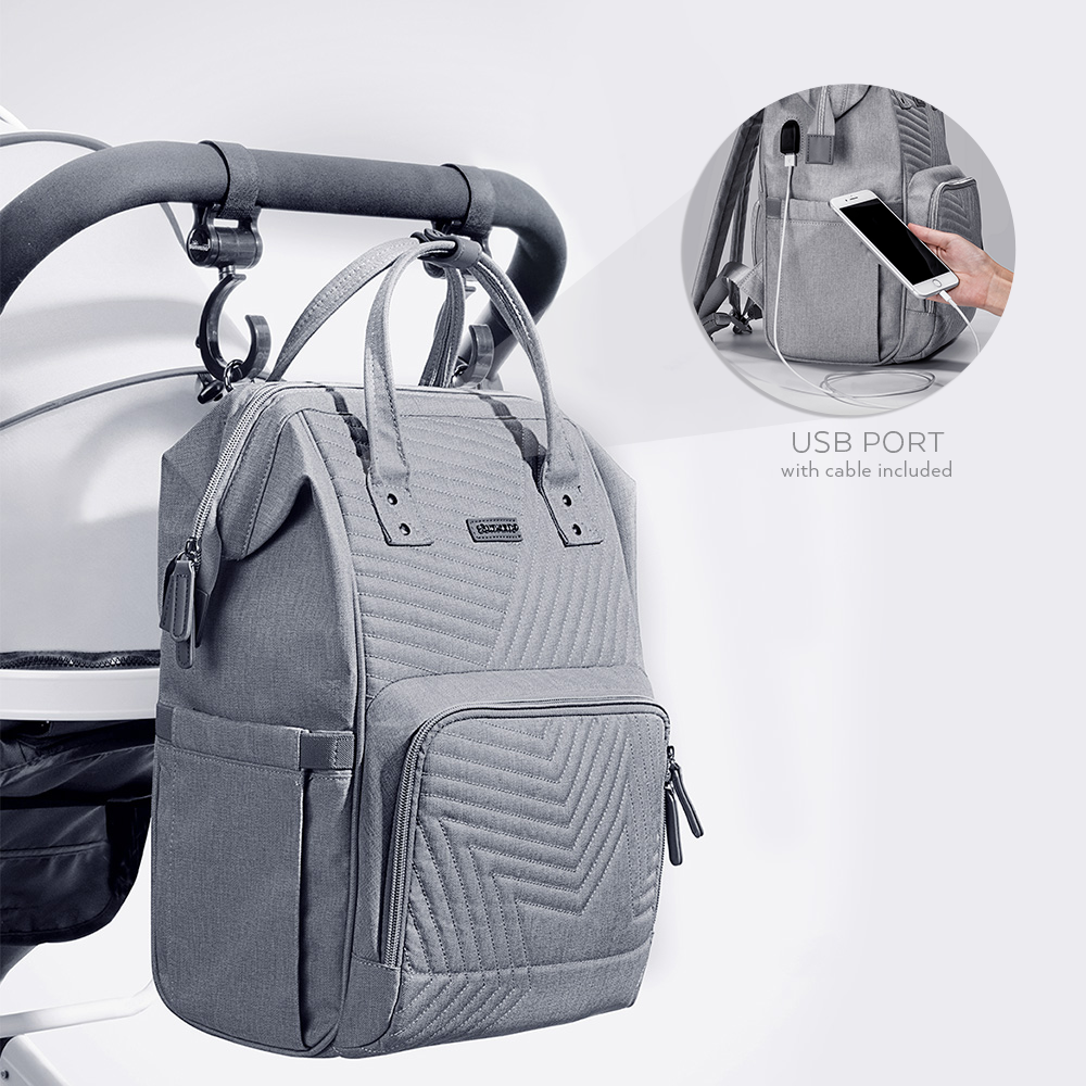 Quilted Diaper Baby Backpack - 13 Pockets Premium Oxford Fabric Travel Organizer