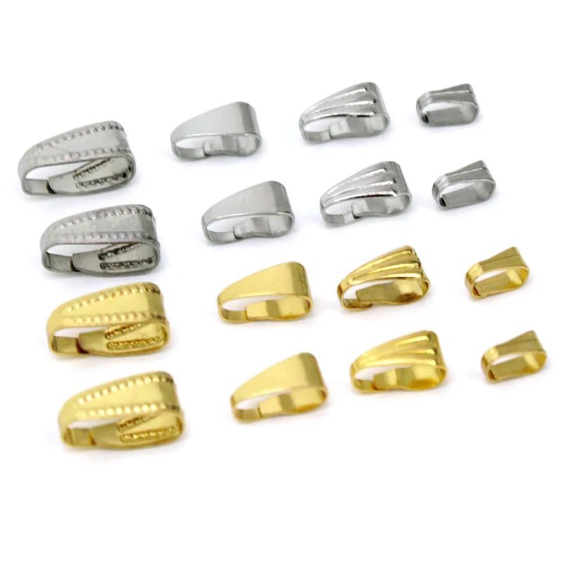 50pcs Premium Stainless Steel Pendant Bail Clasps - Professional Jewelry Making Connectors