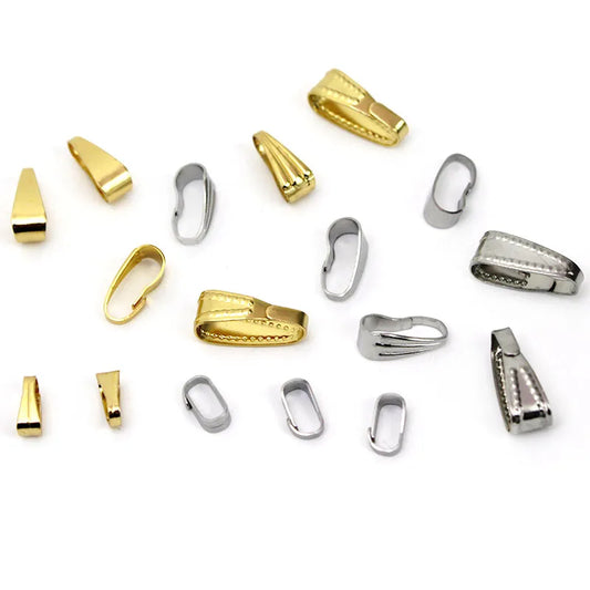 50pcs Premium Stainless Steel Pendant Bail Clasps - Professional Jewelry Making Connectors