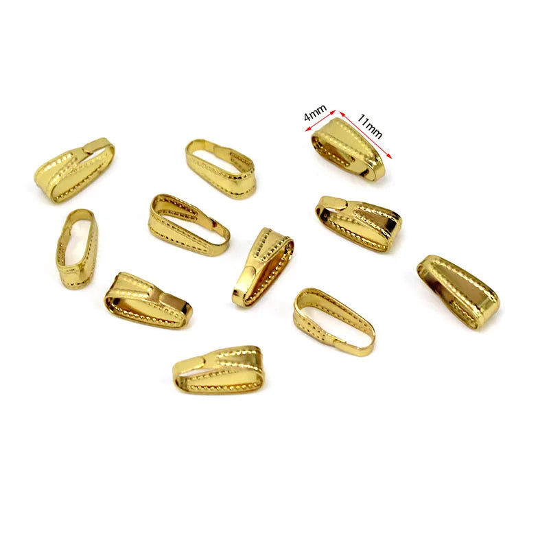 50pcs Premium Stainless Steel Pendant Bail Clasps - Professional Jewelry Making Connectors