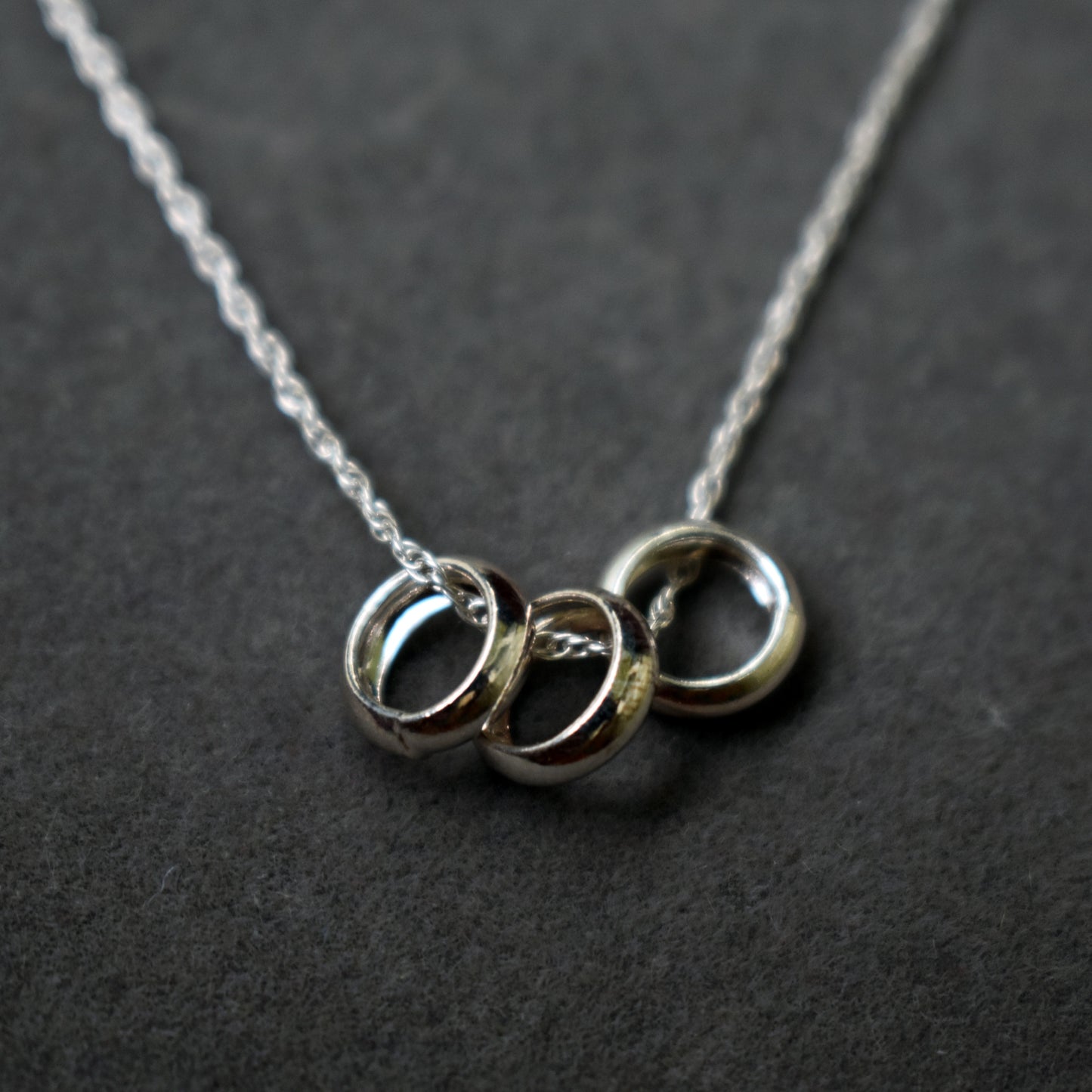 Triple unity sterling silver necklace, Christmas special, .925 sterling silver necklace