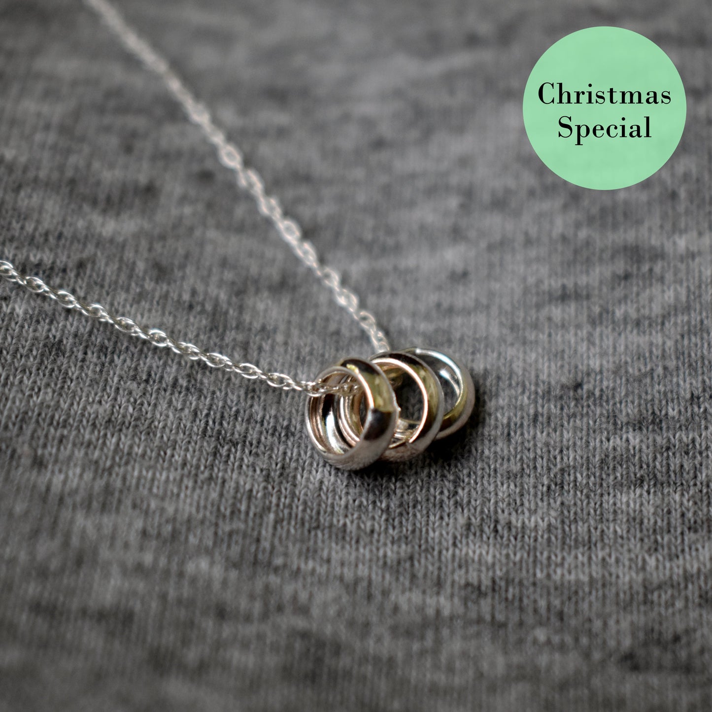 Triple unity sterling silver necklace, Christmas special, .925 sterling silver necklace
