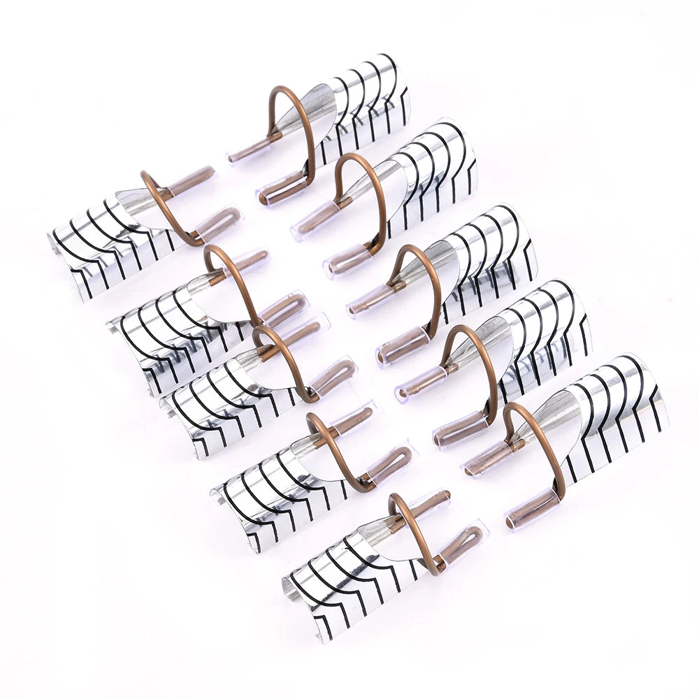 10pcs Professional Aluminum Nail Extension Forms - Reusable Nail Art Builder Guide Stencils