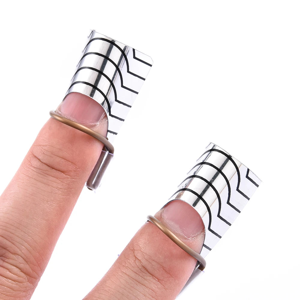 10pcs Professional Aluminum Nail Extension Forms - Reusable Nail Art Builder Guide Stencils