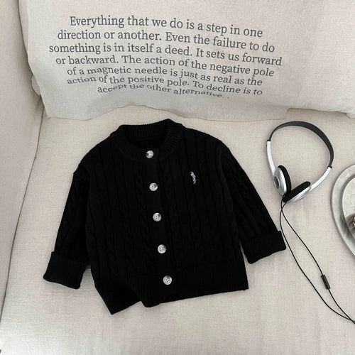 Autumn Arrival Kids Unisex Jacquard Pattern Knitted Cardigan - Comfortable Long Sleeve