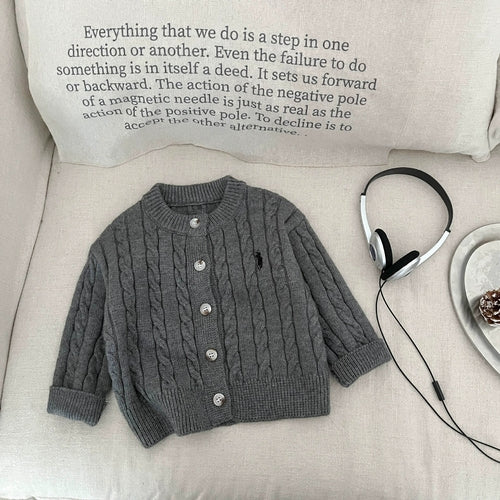 Autumn Arrival Kids Unisex Jacquard Pattern Knitted Cardigan - Comfortable Long Sleeve